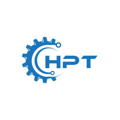 HPT letter technology logo design on white background. HPT creative initials letter IT logo concept. HPT setting shape design.
