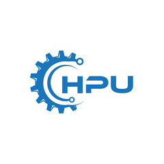 HPU letter technology logo design on white background. HPU creative initials letter IT logo concept. HPU setting shape design.
