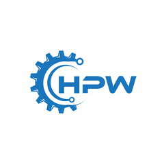 HPW letter technology logo design on white background. HPW creative initials letter IT logo concept. HPW setting shape design.
