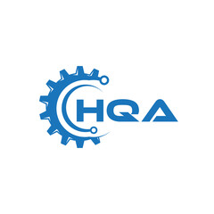 HQA letter technology logo design on white background. HQA creative initials letter IT logo concept. HQA setting shape design.
