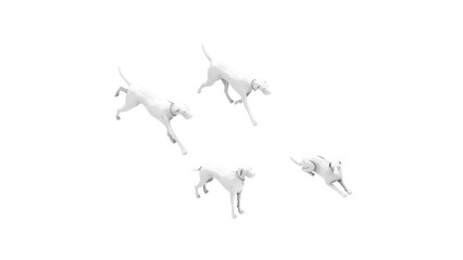 3D High Poly Dogs - SET1 Monochromatic - Isometric View 2