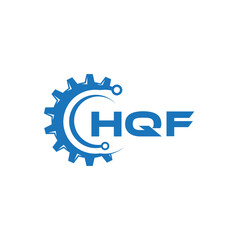 HQF letter technology logo design on white background. HQF creative initials letter IT logo concept. HQF setting shape design.
