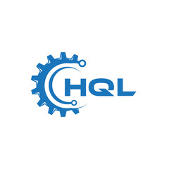 HQL letter technology logo design on white background. HQL creative initials letter IT logo concept. HQL setting shape design.
