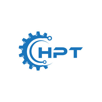HPT letter technology logo design on white background. HPT creative initials letter IT logo concept. HPT setting shape design.
