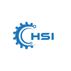 HSI letter technology logo design on white background. HSI creative initials letter IT logo concept. HSI setting shape design.

