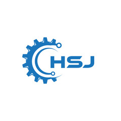 HSJ letter technology logo design on white background. HSJ creative initials letter IT logo concept. HSJ setting shape design.

