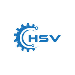 HSV letter technology logo design on white background. HSV creative initials letter IT logo concept. HSV setting shape design.
