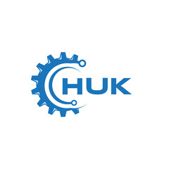 HUK letter technology logo design on white background. HUK creative initials letter IT logo concept. HUK setting shape design.
