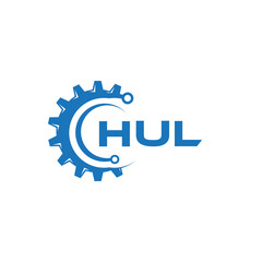 HUL letter technology logo design on white background. HUL creative initials letter IT logo concept. HUL setting shape design.
