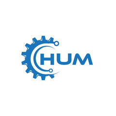 HUM letter technology logo design on white background. HUM creative initials letter IT logo concept. HUM setting shape design.

