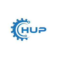 HUP letter technology logo design on white background. HUP creative initials letter IT logo concept. HUP setting shape design.
