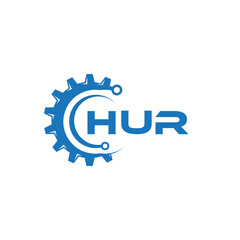 HUR letter technology logo design on white background. HUR creative initials letter IT logo concept. HUR setting shape design.

