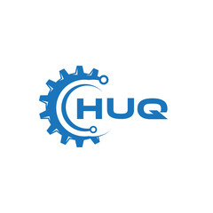 HUQ letter technology logo design on white background. HUQ creative initials letter IT logo concept. HUQ setting shape design.
