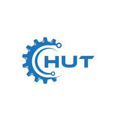 HUT letter technology logo design on white background. HUT creative initials letter IT logo concept. HUT setting shape design.
