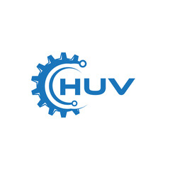 HUV letter technology logo design on white background. HUV creative initials letter IT logo concept. HUV setting shape design.
