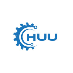 HUU letter technology logo design on white background. HUU creative initials letter IT logo concept. HUU setting shape design.
