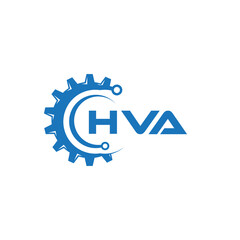 HVA letter technology logo design on white background. HVA creative initials letter IT logo concept. HVA setting shape design.
