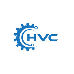 HVC letter technology logo design on white background. HVC creative initials letter IT logo concept. HVC setting shape design.
