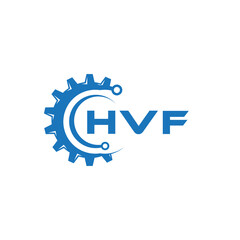 HVF letter technology logo design on white background. HVF creative initials letter IT logo concept. HVF setting shape design.
