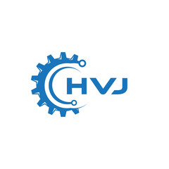 HVJ letter technology logo design on white background. HVJ creative initials letter IT logo concept. HVJ setting shape design.
