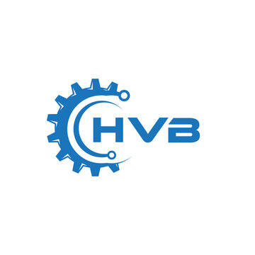 HVB letter technology logo design on white background. HVB creative initials letter IT logo concept. HVB setting shape design.
