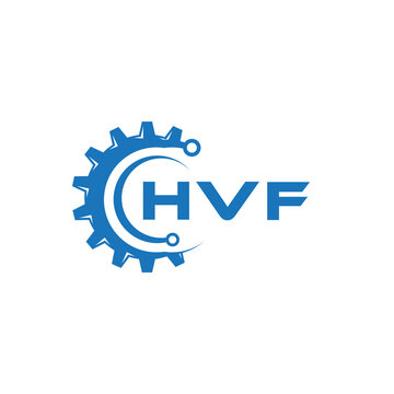 HVF letter technology logo design on white background. HVF creative initials letter IT logo concept. HVF setting shape design.
