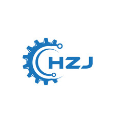 HZJ letter technology logo design on white background. HZJ creative initials letter IT logo concept. HZJ setting shape design.
