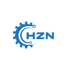 HZN letter technology logo design on white background. HZN creative initials letter IT logo concept. HZN setting shape design.
