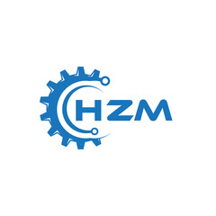 HZM letter technology logo design on white background. HZM creative initials letter IT logo concept. HZM setting shape design.
