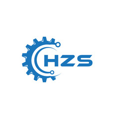 HZS letter technology logo design on white background. HZS creative initials letter IT logo concept. HZS setting shape design.
