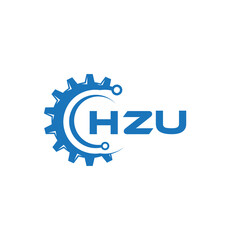 HZU letter technology logo design on white background. HZU creative initials letter IT logo concept. HZU setting shape design.

