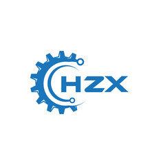 HZX letter technology logo design on white background. HZX creative initials letter IT logo concept. HZX setting shape design.
