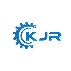 KJR letter technology logo design on white background. KJR creative initials letter IT logo concept. KJR setting shape design.
