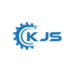 KJS letter technology logo design on white background. KJS creative initials letter IT logo concept. KJS setting shape design.
