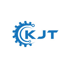 KJT letter technology logo design on white background. KJT creative initials letter IT logo concept. KJT setting shape design.
