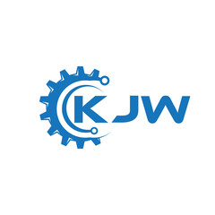 KJW letter technology logo design on white background. KJW creative initials letter IT logo concept. KJW setting shape design.
