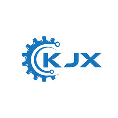 Obraz premium KJX letter technology logo design on white background. KJX creative initials letter IT logo concept. KJX setting shape design. 