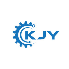 KJY letter technology logo design on white background. KJY creative initials letter IT logo concept. KJY setting shape design.
