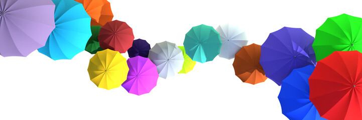 Multicolored umbrellas. view from above. bright background illustration on transparent background © Denis