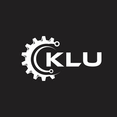KLU letter technology logo design on black background. KLU creative initials letter IT logo concept. KLU setting shape design.
