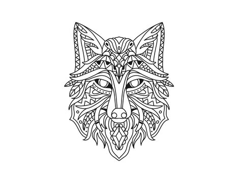 Wild life wolf mandala ilustration vector