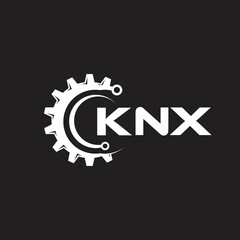 KNX letter technology logo design on black background. KNX creative initials letter IT logo concept. KNX setting shape design.
