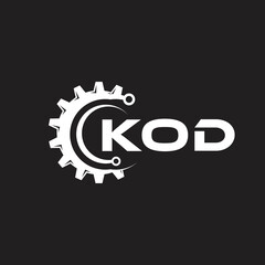 KOD letter technology logo design on black background. KOD creative initials letter IT logo concept. KOD setting shape design.
