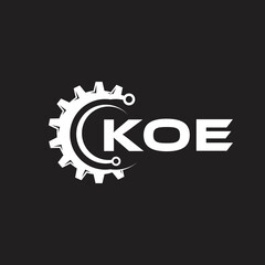 KOE letter technology logo design on black background. KOE creative initials letter IT logo concept. KOE setting shape design.
