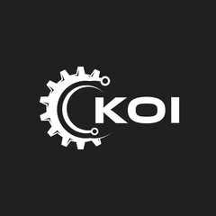 KOI letter technology logo design on black background. KOI creative initials letter IT logo concept. KOI setting shape design.
