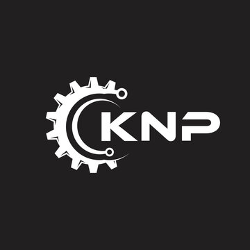 KNP letter technology logo design on black background. KNP creative initials letter IT logo concept. KNP setting shape design.
