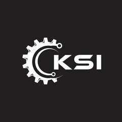 KSI letter technology logo design on black background. KSI creative initials letter IT logo concept. KSI setting shape design.
