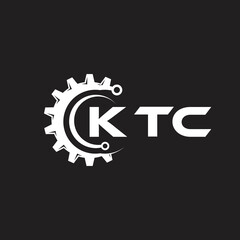KTC letter technology logo design on black background. KTC creative initials letter IT logo concept. KTC setting shape design.
