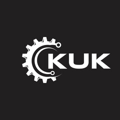 KUK letter technology logo design on black background. KUK creative initials letter IT logo concept. KUK setting shape design.
