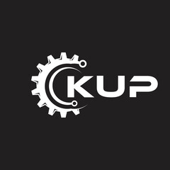KUP letter technology logo design on black background. KUP creative initials letter IT logo concept. KUP setting shape design.
